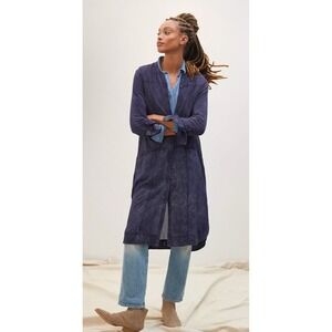 PILCRO Maxi Buttondown Dress Sz S Indigo Blue Rayon‎ Modal Long Sleeve Duster